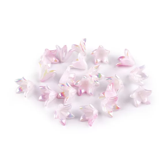 Műanyg gyöngy AB hatás virág / harang, szoknya 12x16 mm - 2 rózsszín legvilágosab (20 db-os csomagolás) Műanyg gyöngy AB hatás virág / harang, szoknya 12x16 mm - 2 rózsszín legvilágosab (20 db-os csomagolás)