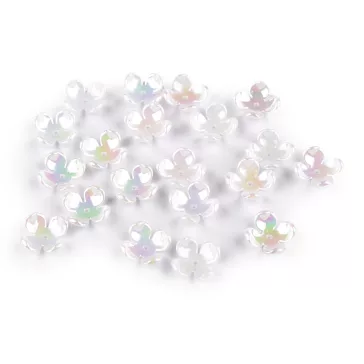   Műanyg gyöngy csengettyű /  szoknya AB hatású 6x17 mm - gyöngyházfehér AB (80 db-os csomagolás)