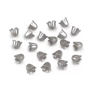   Műanyag gyöngyök csengettyű / szoknya 9x11 mm - 6 szürke (80 db-os csomagolás)