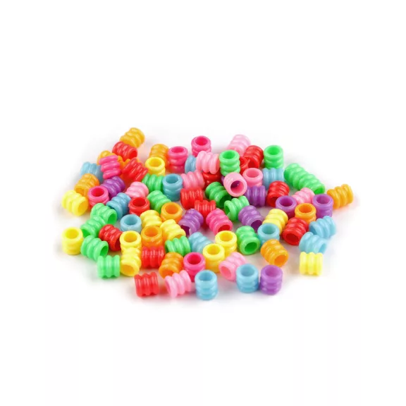 Műanyag gyöngyök nagy lyukú barázdált görgők 7x7 mm - mix (10 g-os csomagolás) Műanyag gyöngyök nagy lyukú barázdált görgők 7x7 mm - mix (10 g-os csomagolás)