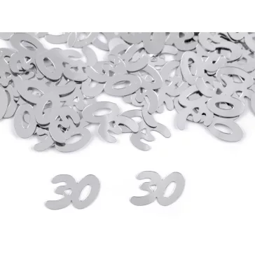   Konfetti számok 30; 40; 50; 60 - lakodalmakra - 1 (30) ezüst (1 zacskó)