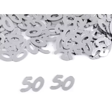   Konfetti számok 30; 40; 50; 60 - lakodalmakra - 5 (50) ezüst (1 zacskó)