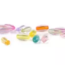 Átlátszó műanyag gyöngyök színes cérnával 6x12 mm ovális - mix (100 g-os csomagolás) Átlátszó műanyag gyöngyök színes cérnával 6x12 mm ovális - mix (100 g-os csomagolás)