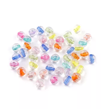   Műanyag gyöngyök, átlátszó színes lyukú Ø6 mm - 1 (Ø6 mm) mix (100 g-os csomagolás)