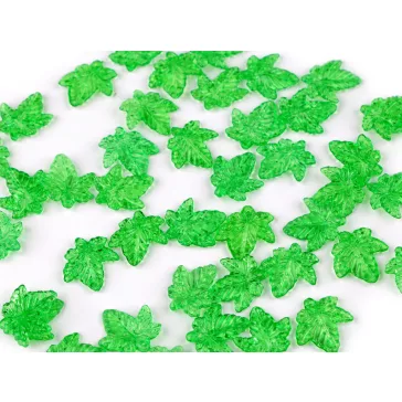   Műanyag gyöngyök, levelek, méret és nagyság keverék - 4 zöld (500 g-os csomagolás)