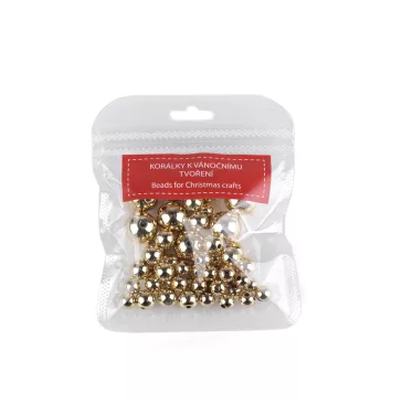   Fémhatású müanyag gyöngy karácsonyi kézműveskedéshez, vegyes méretben - 3 világos arany (9 zacskó)