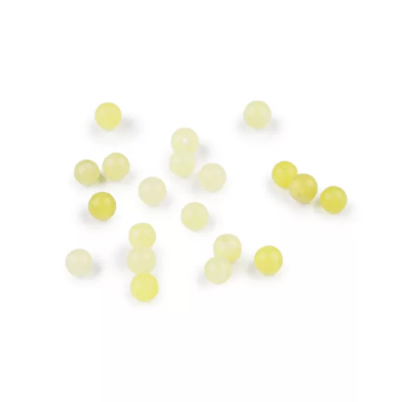 Jadeit szintetikus, ásvány gyöngyök Ø4; 5 mm - 1 (Ø4 mm) citromsárga jadeit (20 db-os csomagolás) Jadeit szintetikus, ásvány gyöngyök Ø4; 5 mm - 1 (Ø4 mm) citromsárga jadeit (20 db-os csomagolás)