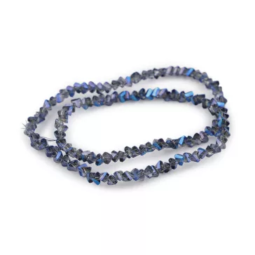   Üveggyöngyök, lapos, háromszög alakú, 3 mm, dróton - 5 blue dark (3 zacskó)