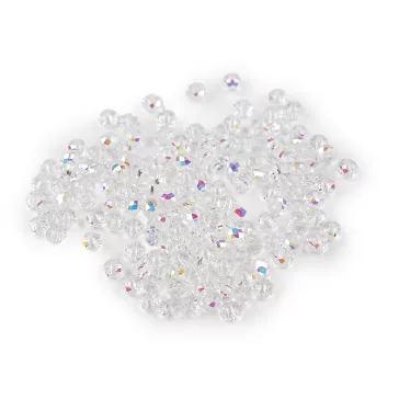   Üveggyöngyökkel vágott tűzkorongok 4 mm AB effektussal - 1 Transparent AB (3 zacskó)