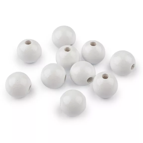 Fa gyöngyök Ø16 mm golyók - 1 fehér (50 db-os csomagolás) Fa gyöngyök Ø16 mm golyók - 1 fehér (50 db-os csomagolás)