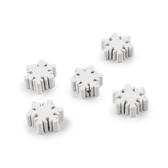 Fa gyöngyök hópehely Ø20 mm - fehér (5 db-os csomagolás) Fa gyöngyök hópehely Ø20 mm - fehér (5 db-os csomagolás)