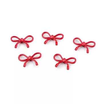   Fém gyöngyök _/ medálok masnik 13x20 mm - 3 piros (20 db-os csomagolás)