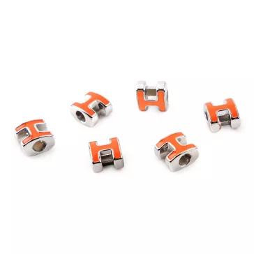   Műanyag gyöngyök nagy lyukú H 10x11 mm - 4 narancssárga (50 db-os csomagolás)
