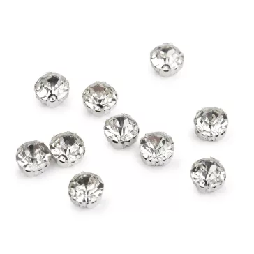   Felvarrható strasszkövek / strasszkövek foglalatban Ø6; 7; 8 mm - 2 (Ø7 mm) crystal (100 db-os csomagolás)