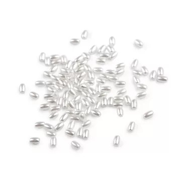   Műanyag viaszolt gyöngyök / rűsz kásagyöngy 2,5x4 mm - fehér (300 g-os csomagolás)