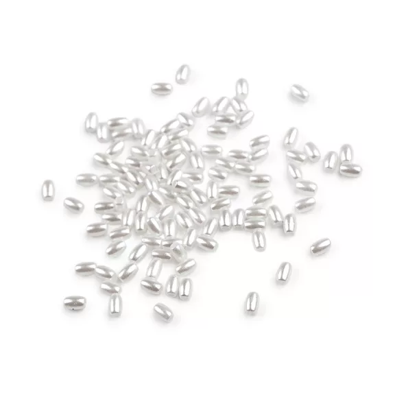 Műanyag viaszolt gyöngyök / rűsz kásagyöngy 2,5x4 mm - fehér (300 g-os csomagolás) Műanyag viaszolt gyöngyök / rűsz kásagyöngy 2,5x4 mm - fehér (300 g-os csomagolás)