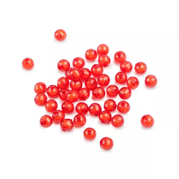 Fasettált műanyag gyöngyök Ø8 mm - 3 piros (120 g-os csomagolás) Fasettált műanyag gyöngyök Ø8 mm - 3 piros (120 g-os csomagolás)