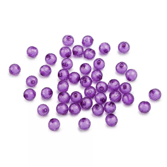 Fasettált műanyag gyöngyök Ø8 mm - 4 lila (120 g-os csomagolás) Fasettált műanyag gyöngyök Ø8 mm - 4 lila (120 g-os csomagolás)