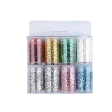   Csillámpor / glitter készlet tégelyben, 8 db x 4 g - mix (8 db-os csomagolás)