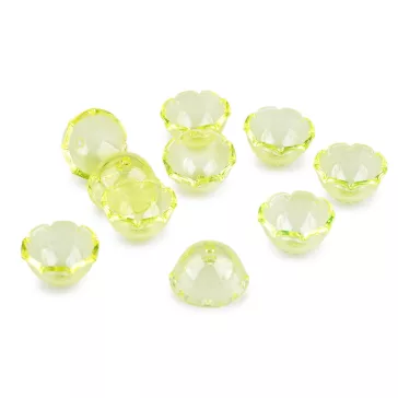   Nagy műanyag virágkehely gyöngyök 13x22 mm - 2 sárga átlátszó (10 db-os csomagolás)