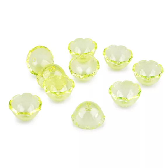 Nagy műanyag virágkehely gyöngyök 13x22 mm - 2 sárga átlátszó (10 db-os csomagolás) Nagy műanyag virágkehely gyöngyök 13x22 mm - 2 sárga átlátszó (10 db-os csomagolás)