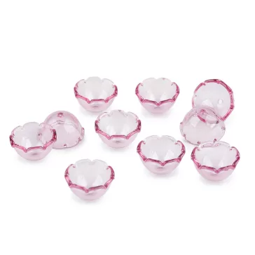   Nagy műanyag virágkehely gyöngyök 13x22 mm - 4 világoslila átlátszó (10 db-os csomagolás)