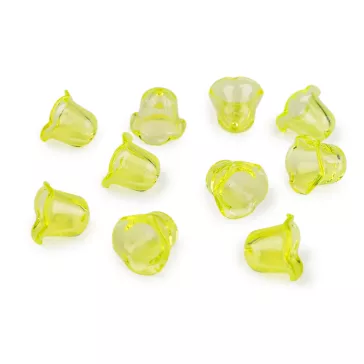   Kicsi műanyag virágkehely gyöngyök 14x18 mm - 2 sárga átlátszó (10 db-os csomagolás)