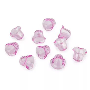   Kicsi műanyag virágkehely gyöngyök 14x18 mm - 4 világoslila átlátszó (10 db-os csomagolás)