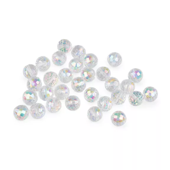 Üveggyöngy csiszolt 12 mm AB hatású tűzgyöngy - 1 Transparent AB (1 zacskó) Üveggyöngy csiszolt 12 mm AB hatású tűzgyöngy - 1 Transparent AB (1 zacskó)