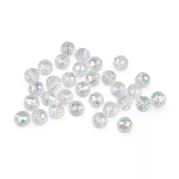   Üveggyöngy csiszolt 12 mm AB hatású tűzgyöngy - 1 Transparent AB (3 zacskó)