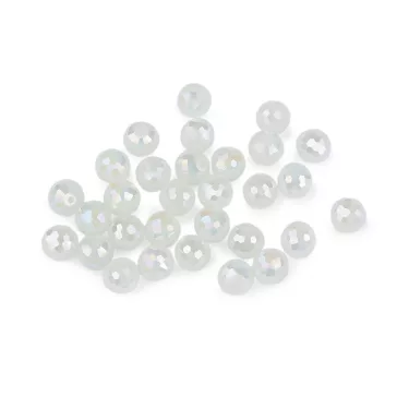   Üveggyöngy csiszolt 12 mm AB hatású tűzgyöngy - 2 tejfehér AB (3 zacskó)