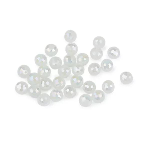 Üveggyöngy csiszolt 12 mm AB hatású tűzgyöngy - 2 tejfehér AB (3 zacskó) Üveggyöngy csiszolt 12 mm AB hatású tűzgyöngy - 2 tejfehér AB (3 zacskó)