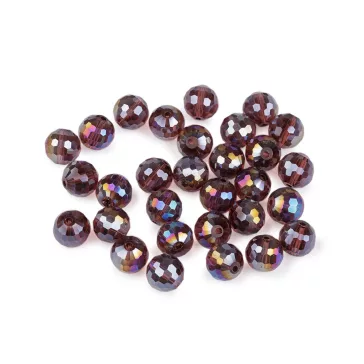   Üveggyöngy csiszolt 12 mm AB hatású tűzgyöngy - 4 lila AB (1 zacskó)
