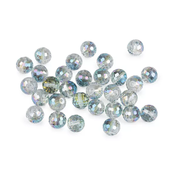 Üveggyöngy csiszolt 12 mm AB hatású tűzgyöngy - 5 kékeszöld AB (3 zacskó) Üveggyöngy csiszolt 12 mm AB hatású tűzgyöngy - 5 kékeszöld AB (3 zacskó)