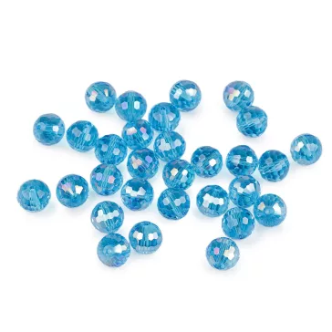   Üveggyöngy csiszolt 12 mm AB hatású tűzgyöngy - 6 azúrkék AB (3 zacskó)