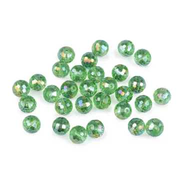   Üveggyöngy csiszolt 12 mm AB hatású tűzgyöngy - 7 pasztellzöld AB (1 zacskó)