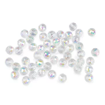  Üveggyöngy csiszolt 10 mm AB hatású tűzgyöngy - 1 Transparent AB (1 zacskó)