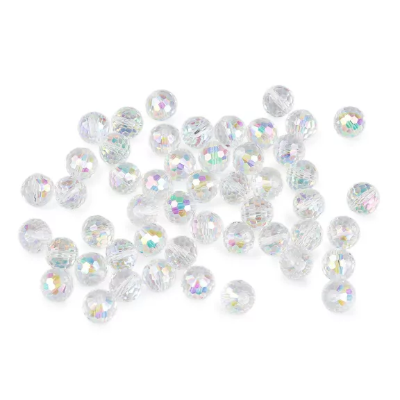 Üveggyöngy csiszolt 10 mm AB hatású tűzgyöngy - 1 Transparent AB (1 zacskó) Üveggyöngy csiszolt 10 mm AB hatású tűzgyöngy - 1 Transparent AB (1 zacskó)