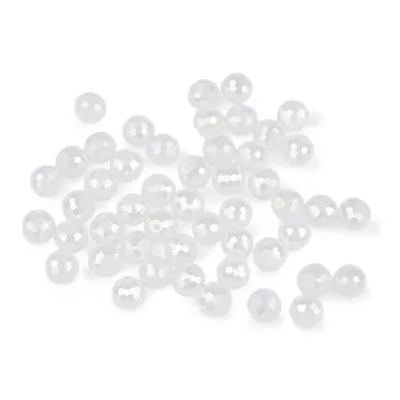   Üveggyöngy csiszolt 10 mm AB hatású tűzgyöngy - 2 tejfehér AB (1 zacskó)
