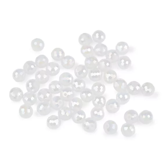 Üveggyöngy csiszolt 10 mm AB hatású tűzgyöngy - 2 tejfehér AB (3 zacskó) Üveggyöngy csiszolt 10 mm AB hatású tűzgyöngy - 2 tejfehér AB (3 zacskó)