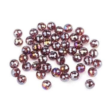   Üveggyöngy csiszolt 10 mm AB hatású tűzgyöngy - 4 lila AB (3 zacskó)
