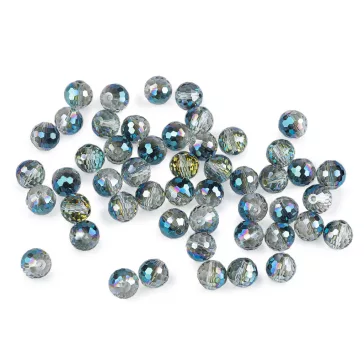   Üveggyöngy csiszolt 10 mm AB hatású tűzgyöngy - 5 kékeszöld AB (3 zacskó)