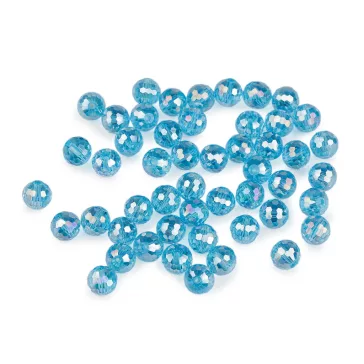   Üveggyöngy csiszolt 10 mm AB hatású tűzgyöngy - 6 azúrkék AB (3 zacskó)