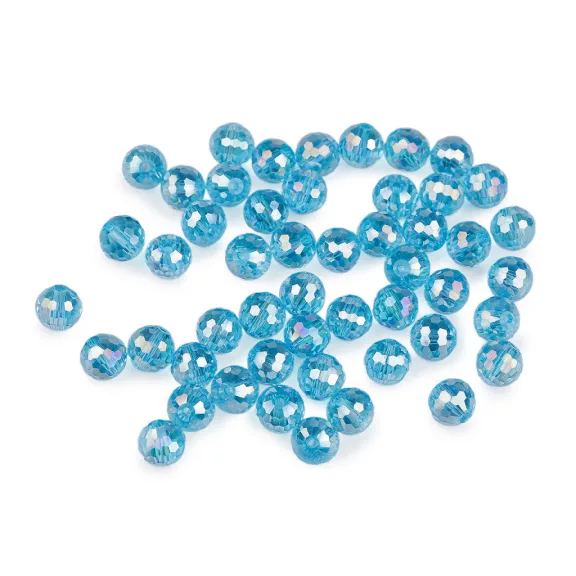 Üveggyöngy csiszolt 10 mm AB hatású tűzgyöngy - 6 azúrkék AB (3 zacskó) Üveggyöngy csiszolt 10 mm AB hatású tűzgyöngy - 6 azúrkék AB (3 zacskó)