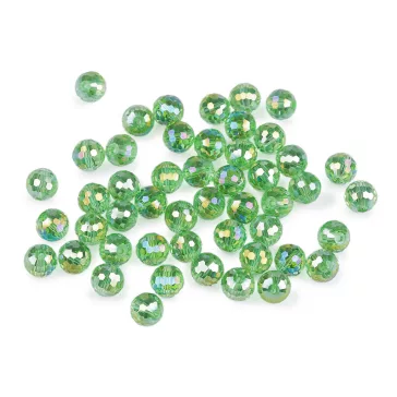   Üveggyöngy csiszolt 10 mm AB hatású tűzgyöngy - 7 pasztellzöld AB (1 zacskó)