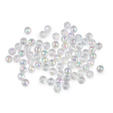   Üveggyöngy csiszolt 8 mm AB hatású tűzgyöngy - 1 Transparent AB (1 zacskó)