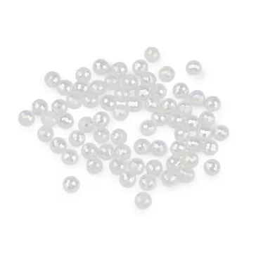   Üveggyöngy csiszolt 8 mm AB hatású tűzgyöngy - 2 tejfehér AB (1 zacskó)