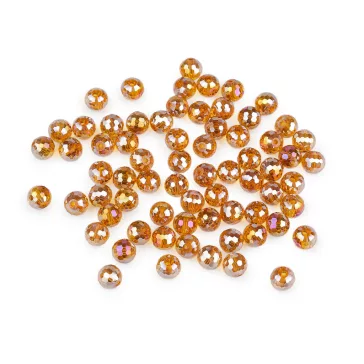   Üveggyöngy csiszolt 8 mm AB hatású tűzgyöngy - 4 sötét bézs AB (1 zacskó)