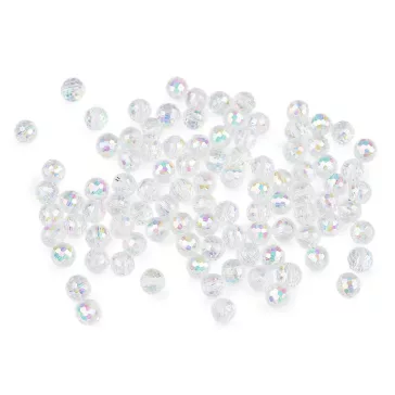   Üveggyöngy csiszolt 6 mm AB hatású tűzgyöngy - 1 Transparent AB (3 zacskó)