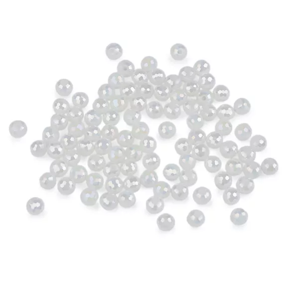 Üveggyöngy csiszolt 6 mm AB hatású tűzgyöngy - 2 fehér AB (3 zacskó) Üveggyöngy csiszolt 6 mm AB hatású tűzgyöngy - 2 fehér AB (3 zacskó)